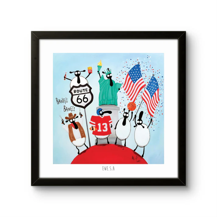 Print - Ewe.S.A - Sheep Puns - USA - Mervyn Tay Art