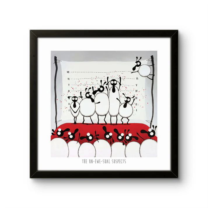 Print - The Un-EWE-sual Suspects - Sheep Puns - The Usual Suspects - Mervyn Tay Art
