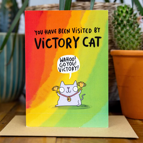 The Victory Cat - Congratulations! - Greetings card - Katie Abey