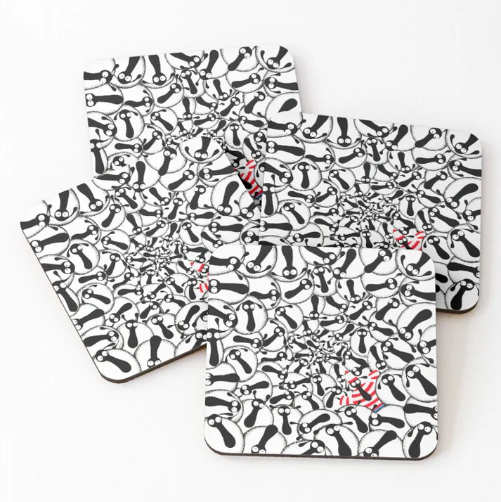 Coaster - Where's Woolly? - Sheep Puns - Where's Wally - Mervyn Tay Art