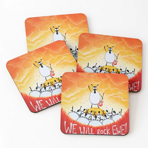 Coaster - We Will Rock Ewe! - Sheep Puns - Queen - Mervyn Tay Art