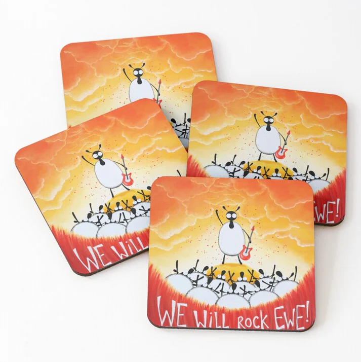 Coaster - We Will Rock Ewe! - Sheep Puns - Queen - Mervyn Tay Art