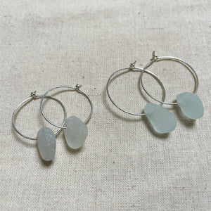 Sea Glass Easy Hoop Earrings - 20mm - Sterling Silver - various colours - Fayth Seaglass