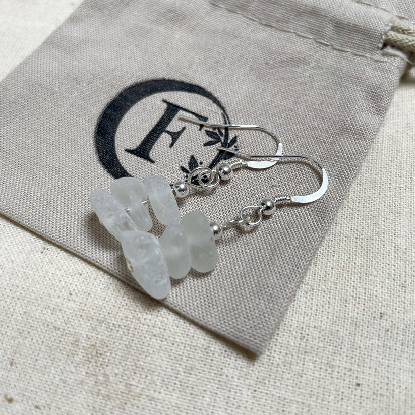 Sea Glass Dangle Earrings - one bead - Sterling Silver - various colours - Fayth Seaglass