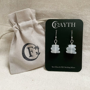 Sea Glass Dangle Earrings - Sterling Silver - various colours - Fayth Seaglass