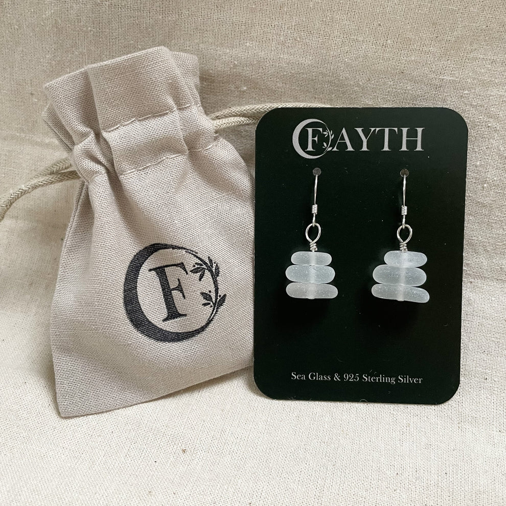 Sea Glass Dangle Earrings - Sterling Silver - various colours - Fayth Seaglass