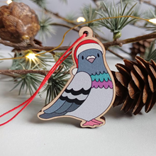 Load image into Gallery viewer, Wooden Christmas Decoration - Pigeon - By Kate Elford
