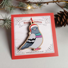Load image into Gallery viewer, Wooden Christmas Decoration - Pigeon - By Kate Elford
