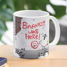 Load image into Gallery viewer, Ceramic Mug - Baanksy Was Here - Sheep Puns - Mervyn Tay Art
