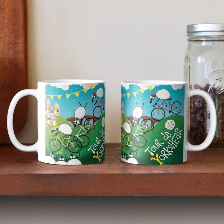 Ceramic Mug - Tour De Yorkshear - Sheep Puns - Mervyn Tay Art