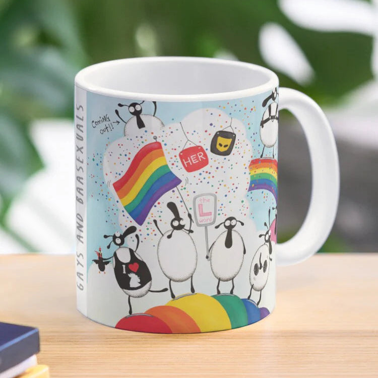 Ceramic Mug - Gays And Baasexuals - Sheep Puns - Mervyn Tay Art