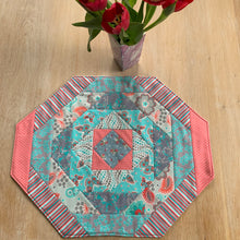 Load image into Gallery viewer, Table Centre turquoise grey coral - patchwork - tableware - Indigo Plum Creations
