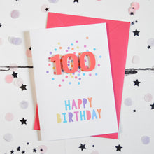 Load image into Gallery viewer, Confetti Birthday Card - Age 100 - Altered Chic
