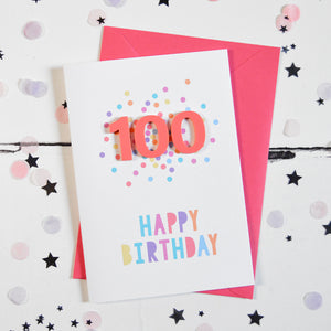 Confetti Birthday Card - Age 100 - Altered Chic