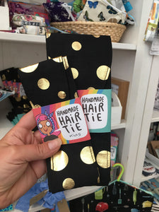 Fabric hair ties - Black and gold spots - Adult and Child Sizes