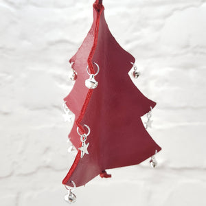 Leather Christmas Tree Decoration - Red - Shadowcrafts