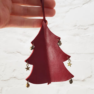 Leather Christmas Tree Decoration - Red - Shadowcrafts