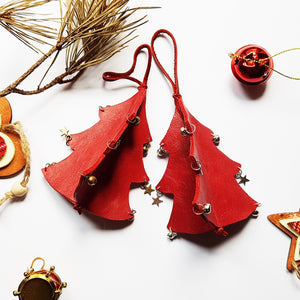 Leather Christmas Tree Decoration - Red - Shadowcrafts