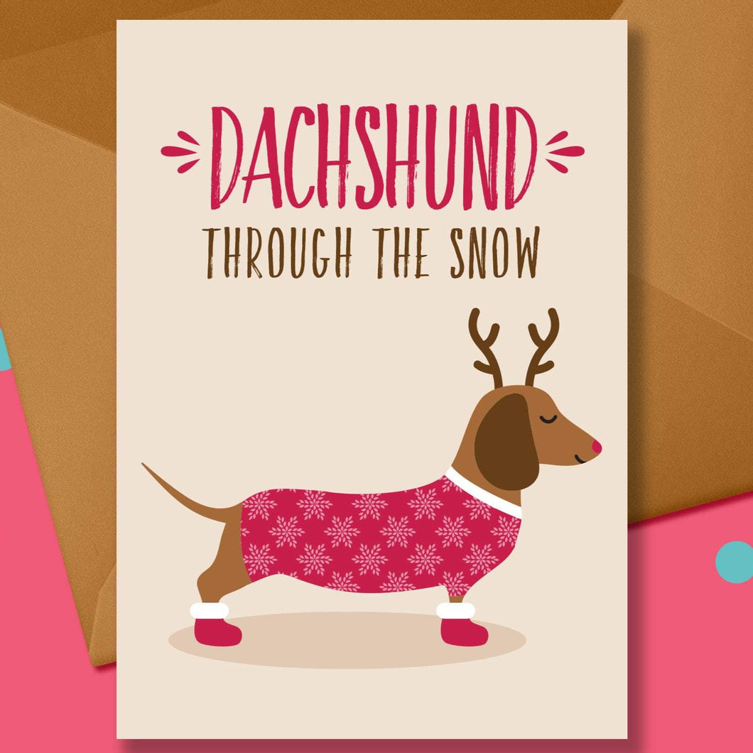 Dachshund through the snow Christmas Card - Blush and Blossom - Christmas Greetings