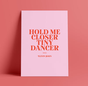 Lyrics Print - A4 - Tiny Dancer - Elton John - Blush and Blossom