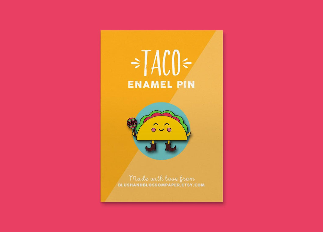 Taco Enamel Pin - Blush and Blossom