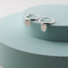 Load image into Gallery viewer, Sterling Silver Coin Charm Hoop Earrings - Maxwell Harrison Jewellery - gift idea
