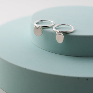 Sterling Silver Coin Charm Hoop Earrings - Maxwell Harrison Jewellery - gift idea