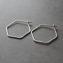 Load image into Gallery viewer, Sterling Silver Hexagonal Hoop Earrings - Maxwell Harrison Jewellery - gift idea
