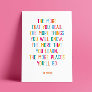 Print - Dr Seuss quote - The Places You'll Go - rainbow colours - Blush and Blossom