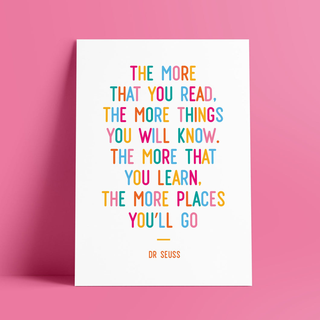 Print - Dr Seuss quote - The Places You'll Go - rainbow colours - Blush and Blossom
