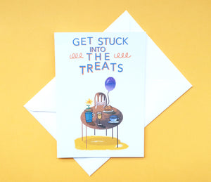 Get stuck into the treats - greetings card - Illustrator Kate