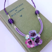 Load image into Gallery viewer, Purple Flower Posy Vintage China Flowers Necklace - Urban Magpie - statement china jewellery

