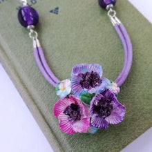 Load image into Gallery viewer, Purple Flower Posy Vintage China Flowers Necklace - Urban Magpie - statement china jewellery
