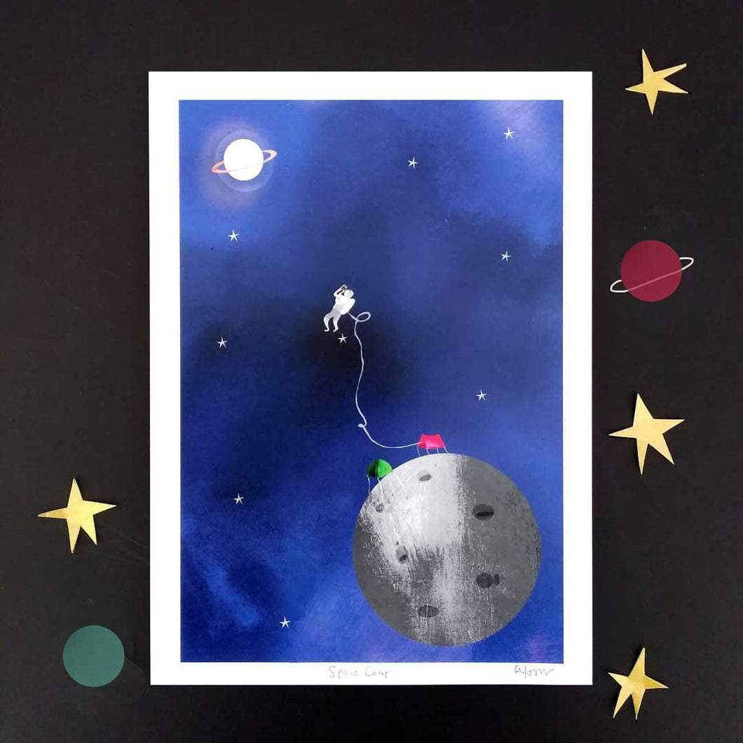 Space print - Illustrator Kate - A4 print - Moon, Stars, Planets