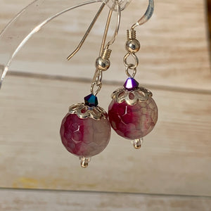 Earrings - silver - crystal -dangly- bead- Indigo Plum Creations
