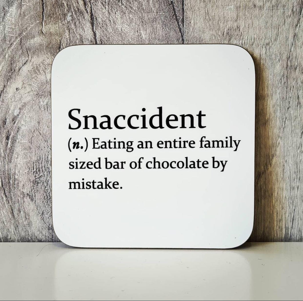 Sarcastic dictionary definition coaster - Snaccident - The Crafty Little Fox
