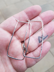 Sterling Silver Hammered Geometric Hoop Earrings - Maxwell Harrison Jewellery - gift idea
