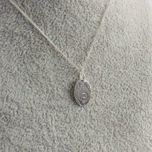Oval Etched Sterling Silver necklace - Maxwell Harrison Jewellery - gift idea