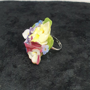 Vintage China Flower Bouquet Ring - Urban Magpie - statement china jewellery
