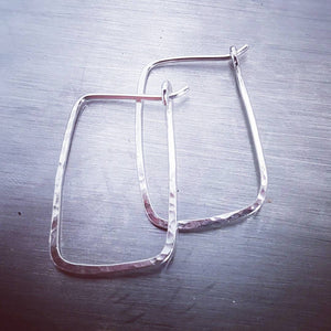 Sterling Silver Hammered Geometric Hoop Earrings - Maxwell Harrison Jewellery - gift idea