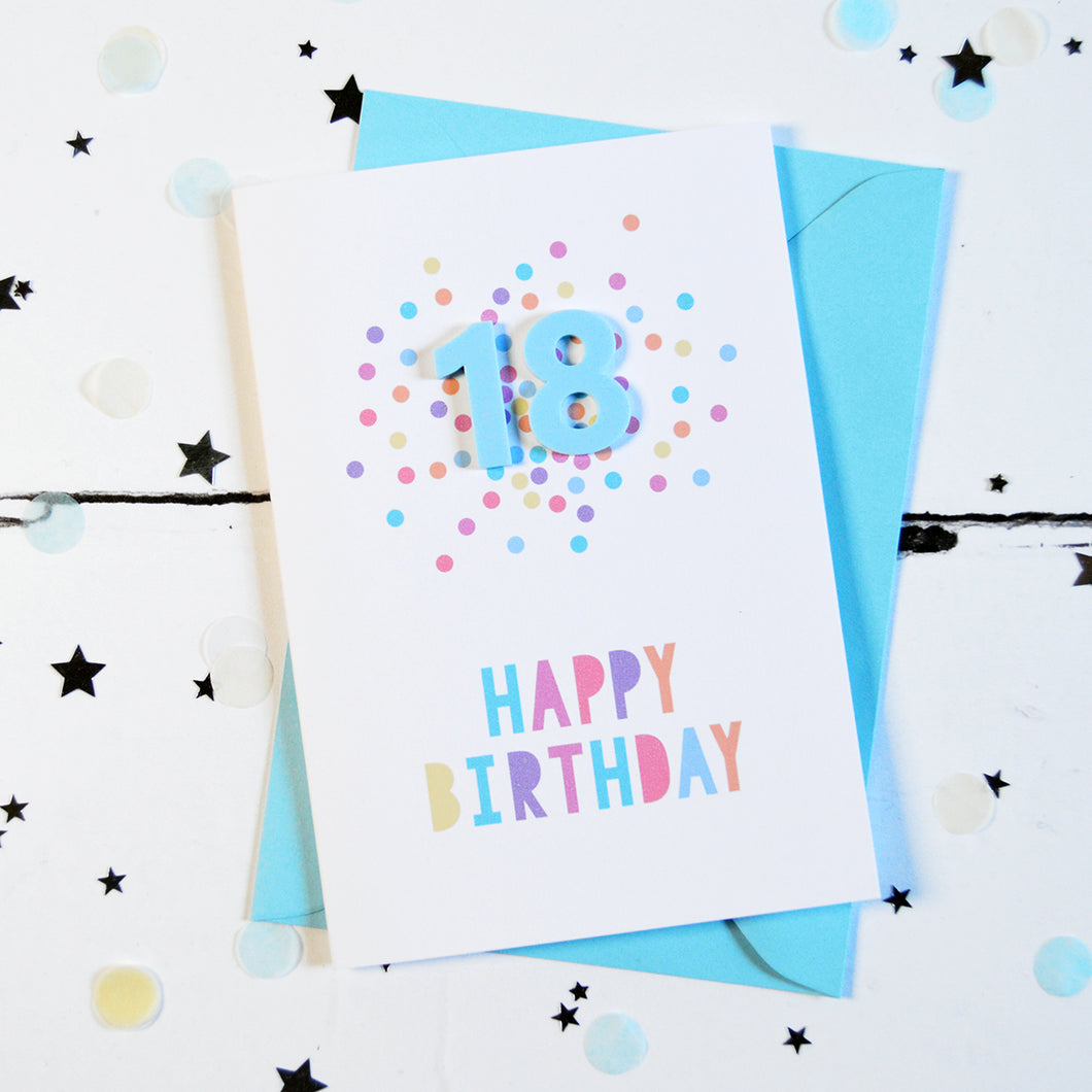 Confetti Birthday Card - Age 18 - Altered Chic