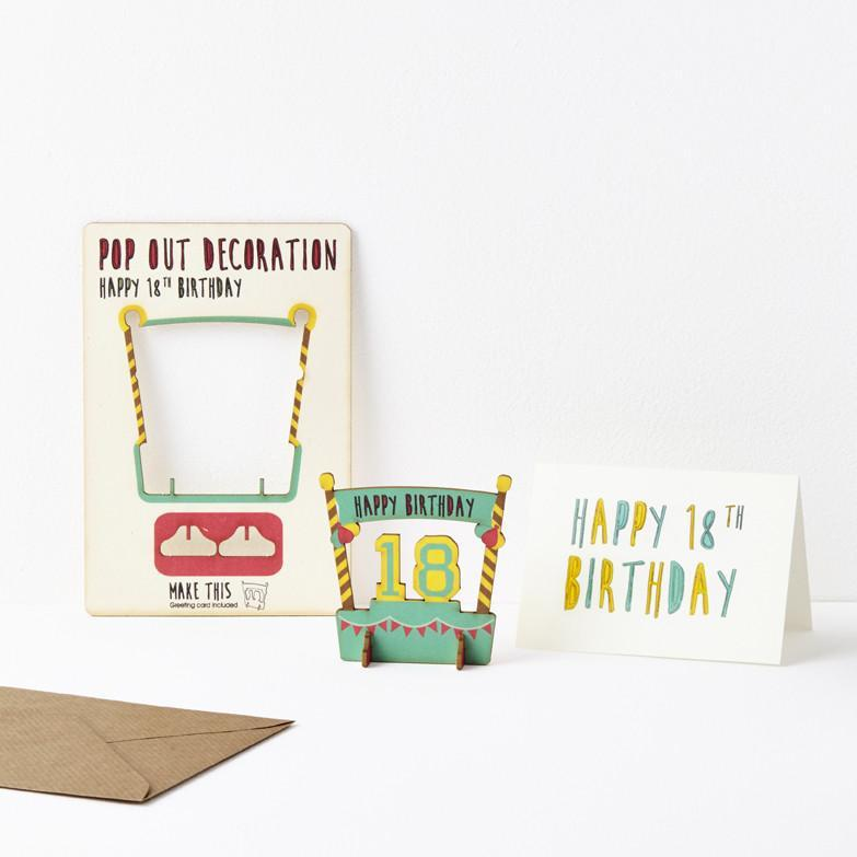 18th Birthday - Wooden Pop Out Card and Decoration - card and gift in one - The Pop Out Card Company