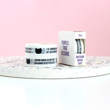 Load image into Gallery viewer, Funny cat washi tape - monochrome Washi tape -  Bullet Journal / scrapbooking tape - Purple Tree Designs
