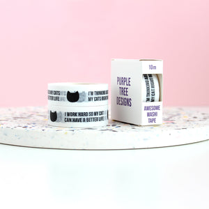 Funny cat washi tape - monochrome Washi tape -  Bullet Journal / scrapbooking tape - Purple Tree Designs