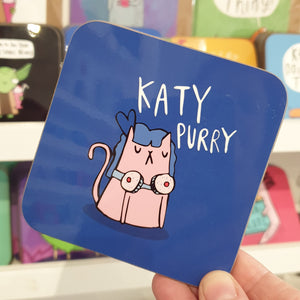 Katy Purry coaster -Katie Abey - cat puns