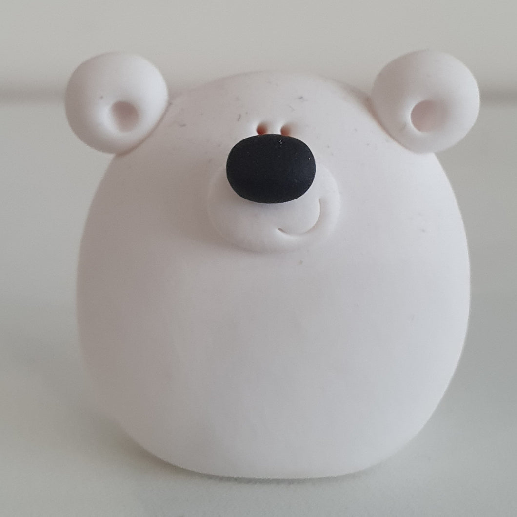 Polar Bear - polymer clay pebble pets - LittleBigNose - animal lovers