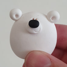 Load image into Gallery viewer, Polar Bear - polymer clay pebble pets - LittleBigNose - animal lovers
