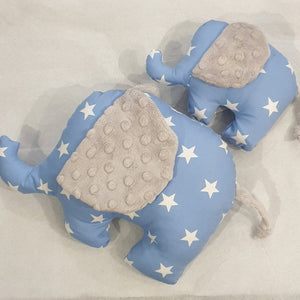 Stuffed  Elephant soft toy - blue stars - Sewn by Sarah - new baby gift