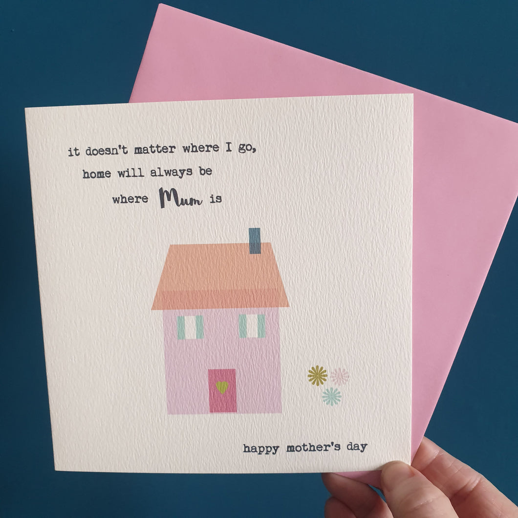 Mother's Day card - Home will always be where mum is - Greetings Card