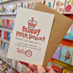 Bloody postal service - belated birthday card - The Curious Pancake